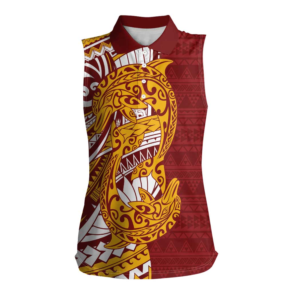 Couple Dolphins Maori Motif Women Sleeveless Polo Shirt - Polynesian Pride