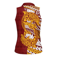 Couple Dolphins Maori Motif Women Sleeveless Polo Shirt - Polynesian Pride