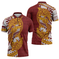 Couple Dolphins Maori Motif Zipper Polo Shirt - Polynesian Pride