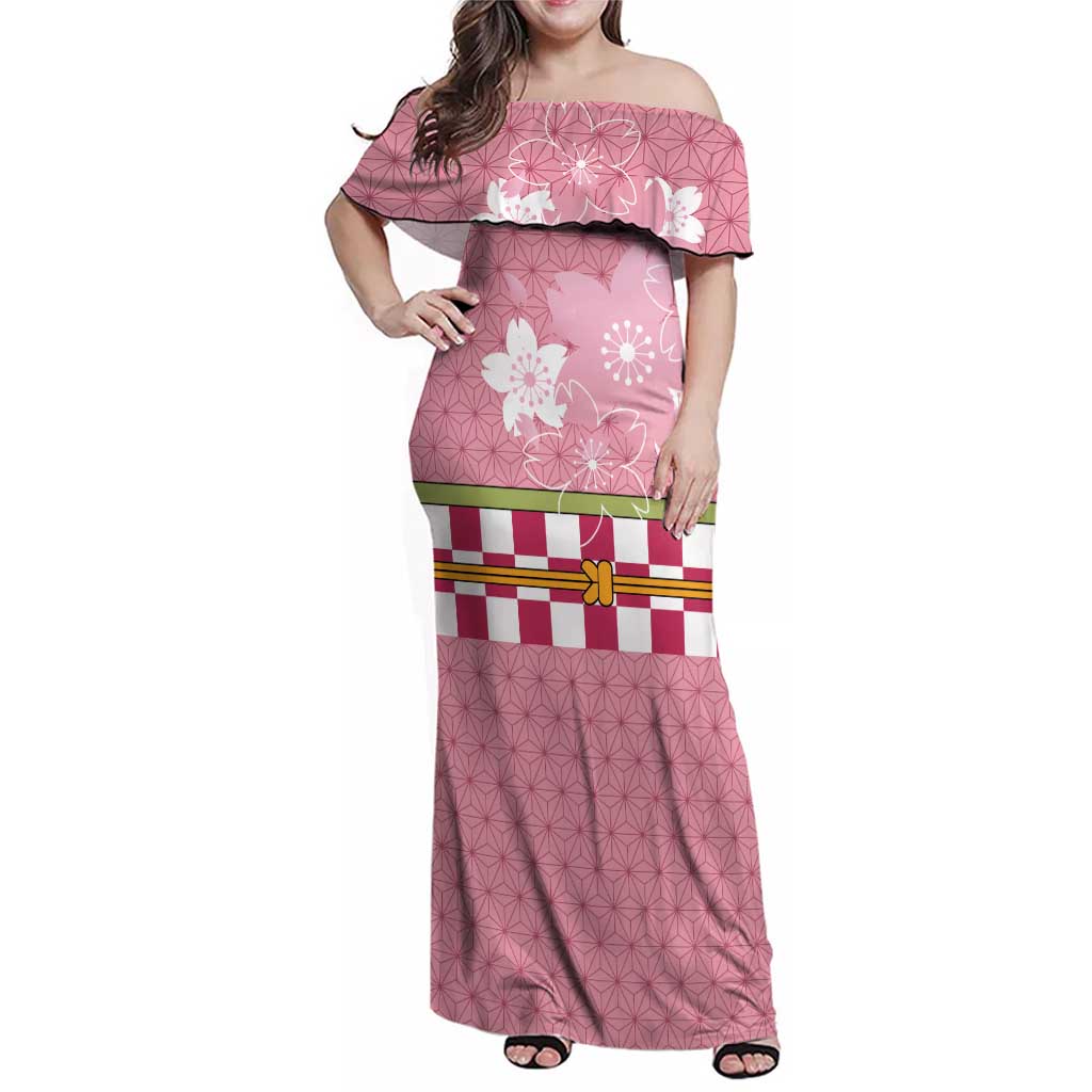 Japanese Asanoha Pattern Family Matching Off Shoulder Maxi Dress and Hawaiian Shirt Charm Against Evil Spirits - Polynesian Pride