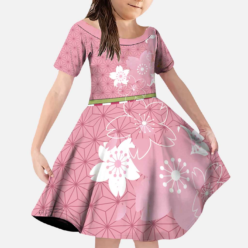 Japanese Asanoha Pattern Family Matching Short Sleeve Bodycon Dress and Hawaiian Shirt Charm Against Evil Spirits - Polynesian Pride