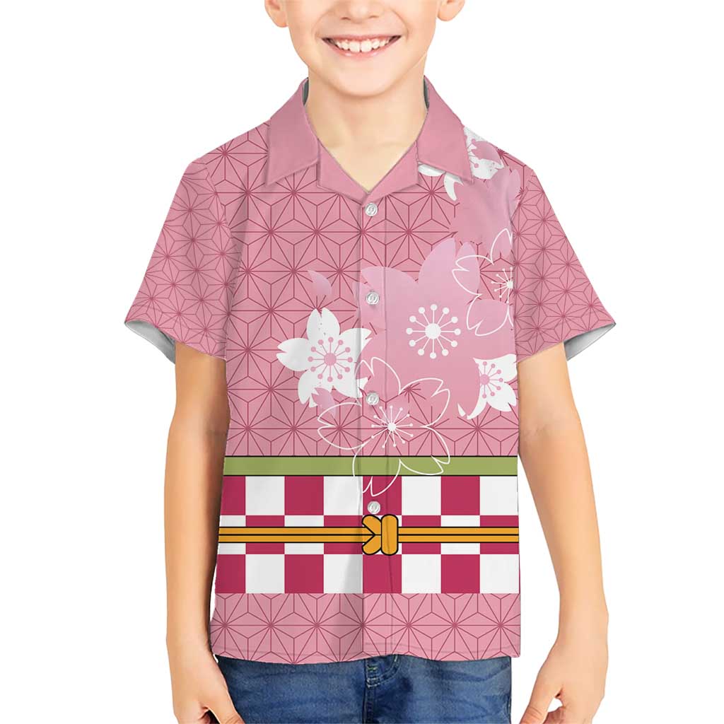 Japanese Asanoha Pattern Kid Hawaiian Shirt Charm Against Evil Spirits LT9 Kid Pink - Polynesian Pride