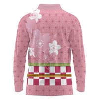 Japanese Asanoha Pattern Long Sleeve Polo Shirt Charm Against Evil Spirits - Polynesian Pride