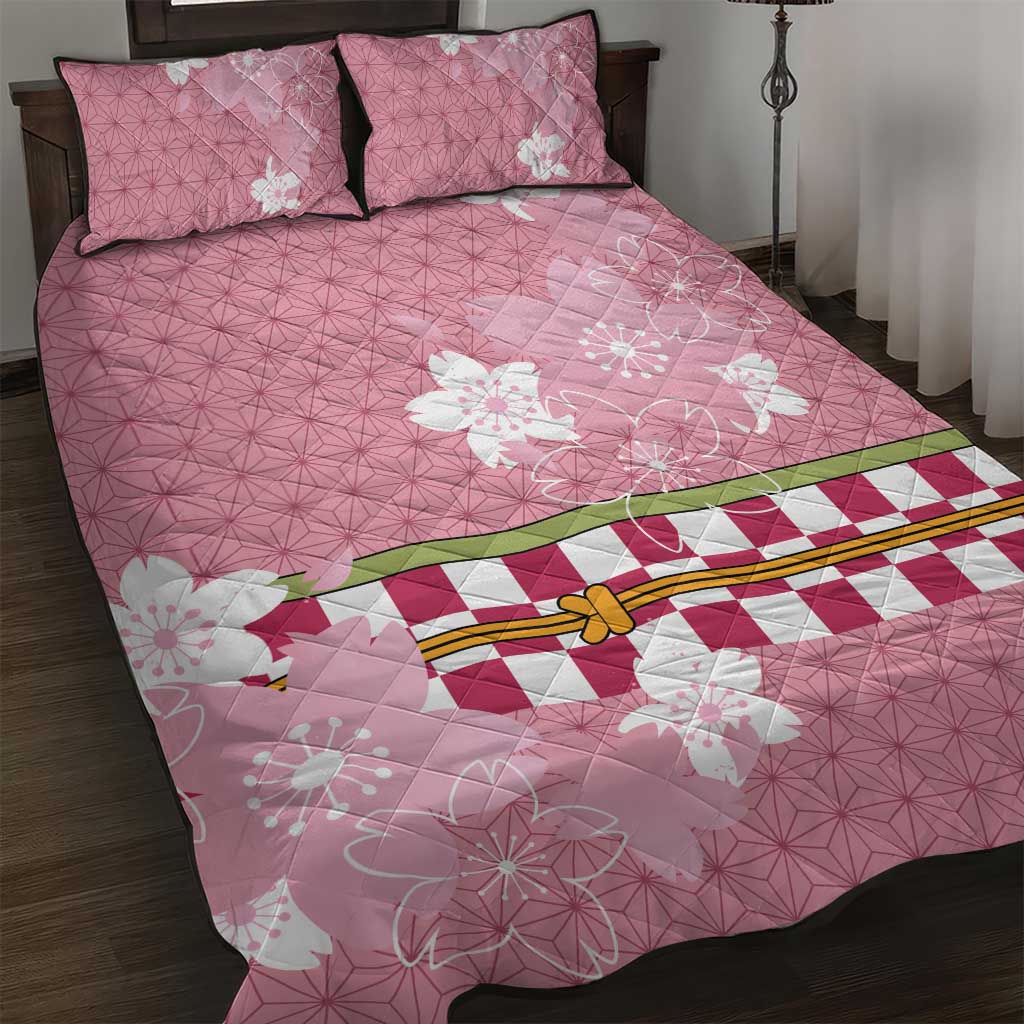 Japanese Asanoha Pattern Quilt Bed Set Charm Against Evil Spirits LT9 Pink - Polynesian Pride