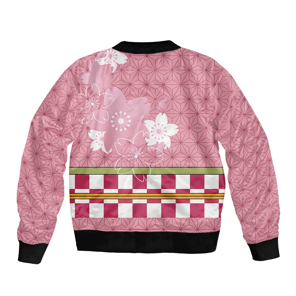 Japanese Asanoha Pattern Sleeve Zip Bomber Jacket Charm Against Evil Spirits - Polynesian Pride