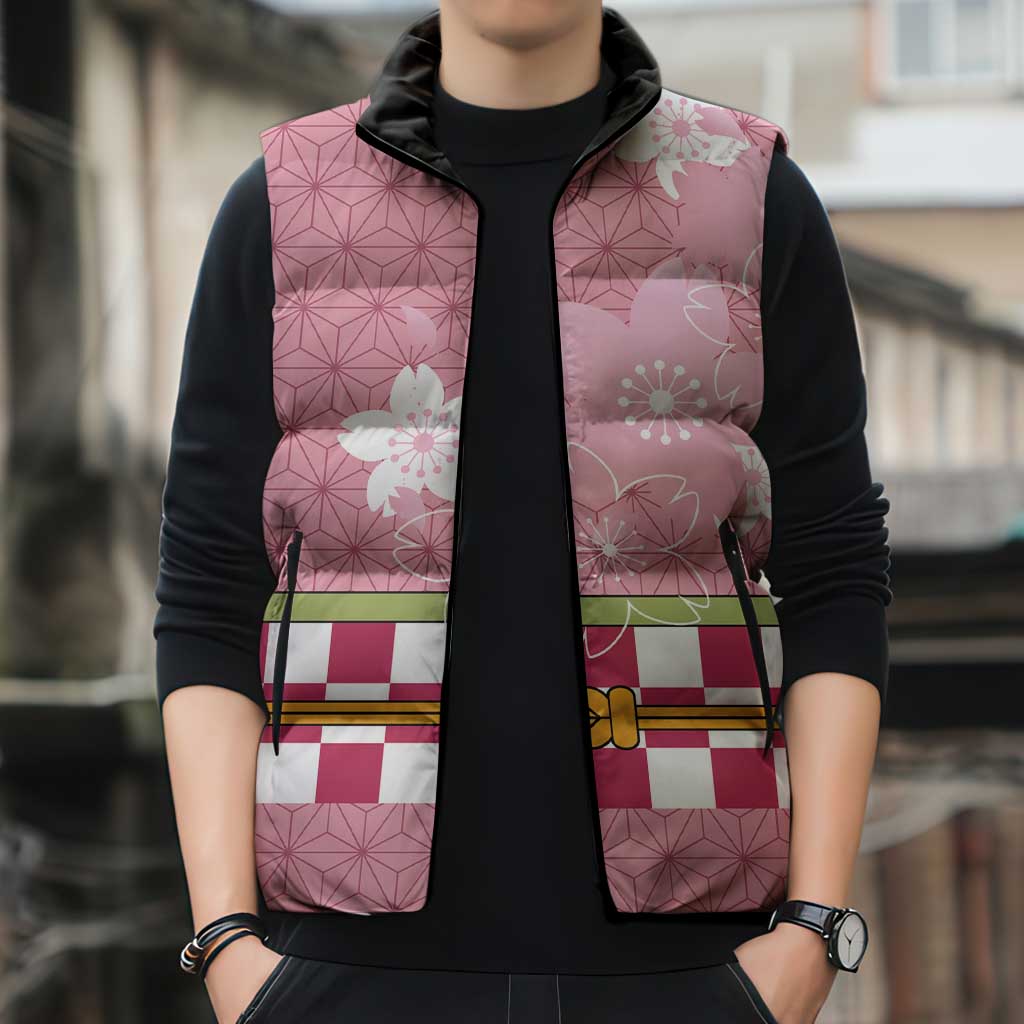 Japanese Asanoha Pattern Sleeveless Puffer Jacket Charm Against Evil Spirits LT9 - Polynesian Pride