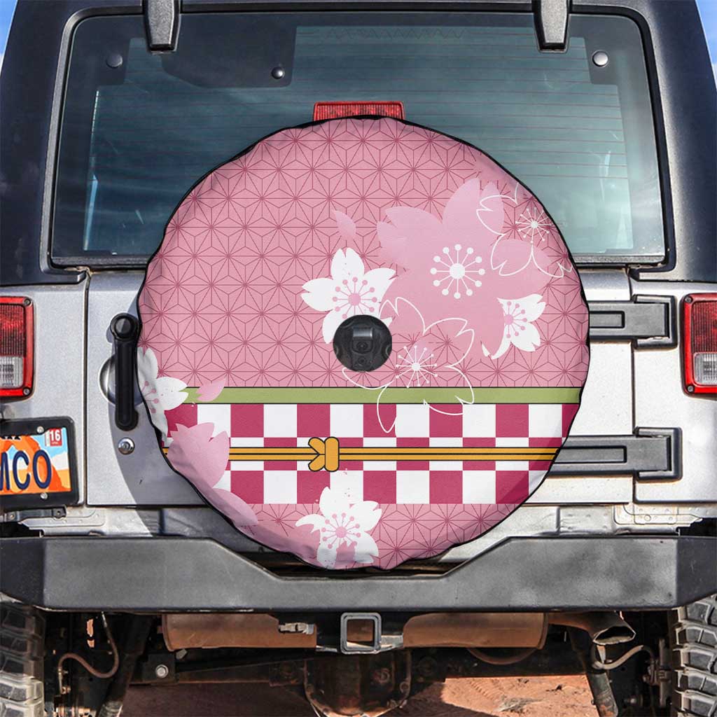 Japanese Asanoha Pattern Spare Tire Cover Charm Against Evil Spirits LT9 Pink - Polynesian Pride