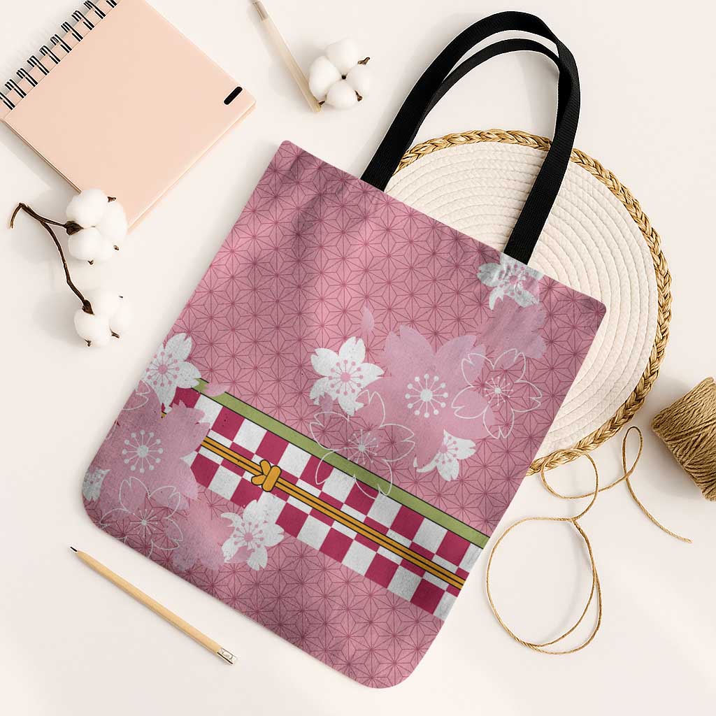 Japanese Asanoha Pattern Tote Bag Charm Against Evil Spirits LT9 Black Strap One Size Pink - Polynesian Pride