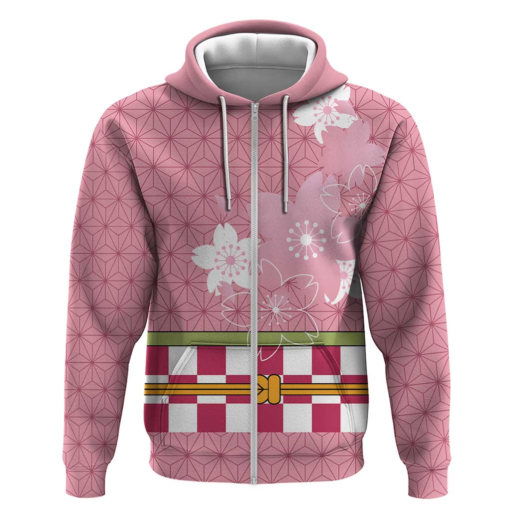 Japanese Asanoha Pattern Zip Hoodie Charm Against Evil Spirits LT9 Zip Hoodie Pink - Polynesian Pride