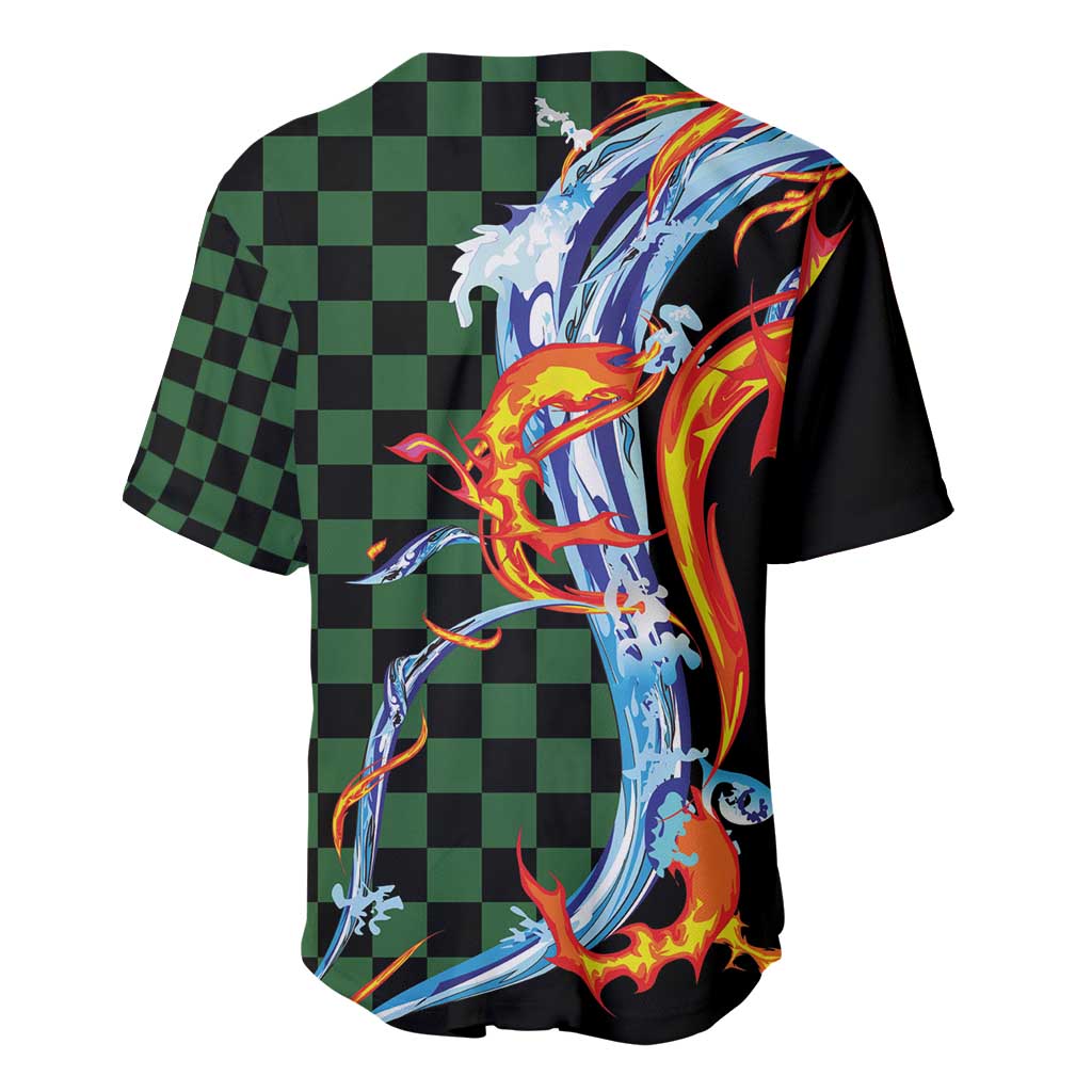 Japanese Asanoha Pattern Baseball Jersey Sun Flame Slayer Dragon Hinokami Kagura Spirit - Polynesian Pride