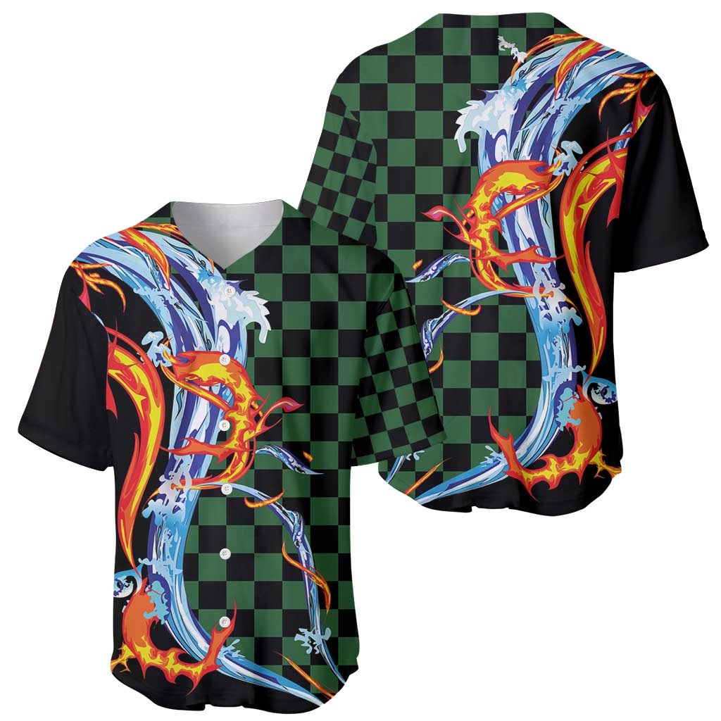 Japanese Asanoha Pattern Baseball Jersey Sun Flame Slayer Dragon Hinokami Kagura Spirit - Polynesian Pride