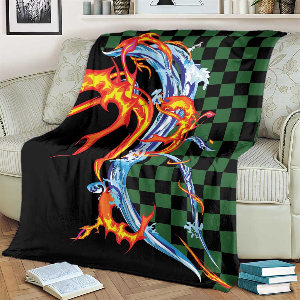 Japanese Asanoha Pattern Blanket Sun Flame Slayer Dragon Hinokami Kagura Spirit - Polynesian Pride