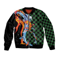 Japanese Asanoha Pattern Bomber Jacket Sun Flame Slayer Dragon Hinokami Kagura Spirit - Polynesian Pride
