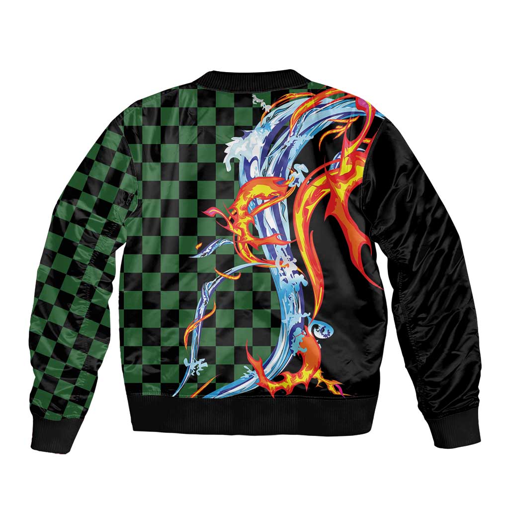 Japanese Asanoha Pattern Bomber Jacket Sun Flame Slayer Dragon Hinokami Kagura Spirit - Polynesian Pride