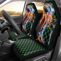 Japanese Asanoha Pattern Car Seat Cover Sun Flame Slayer Dragon Hinokami Kagura Spirit - Polynesian Pride