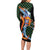 Japanese Asanoha Pattern Family Matching Long Sleeve Bodycon Dress and Hawaiian Shirt Sun Flame Slayer Dragon Hinokami Kagura Spirit - Polynesian Pride