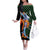 Japanese Asanoha Pattern Family Matching Off The Shoulder Long Sleeve Dress and Hawaiian Shirt Sun Flame Slayer Dragon Hinokami Kagura Spirit - Polynesian Pride