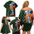 Japanese Asanoha Pattern Family Matching Off Shoulder Short Dress and Hawaiian Shirt Sun Flame Slayer Dragon Hinokami Kagura Spirit - Polynesian Pride
