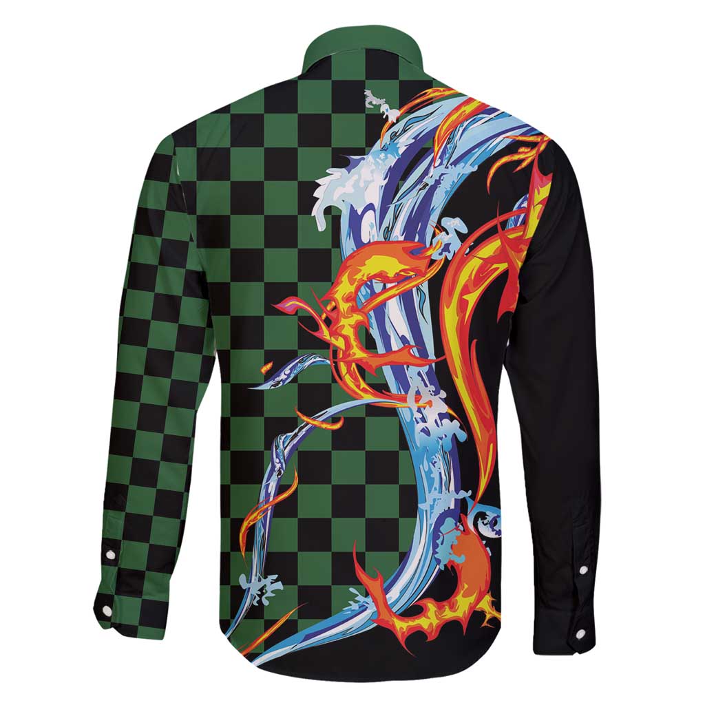 Japanese Asanoha Pattern Family Matching Puletasi and Hawaiian Shirt Sun Flame Slayer Dragon Hinokami Kagura Spirit - Polynesian Pride