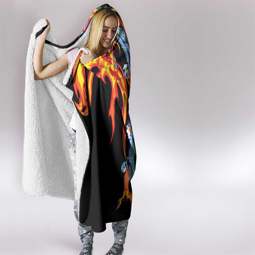 Japanese Asanoha Pattern Hooded Blanket Sun Flame Slayer Dragon Hinokami Kagura Spirit - Polynesian Pride