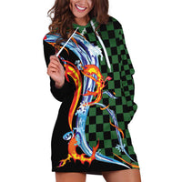Japanese Asanoha Pattern Hoodie Dress Sun Flame Slayer Dragon Hinokami Kagura Spirit - Polynesian Pride