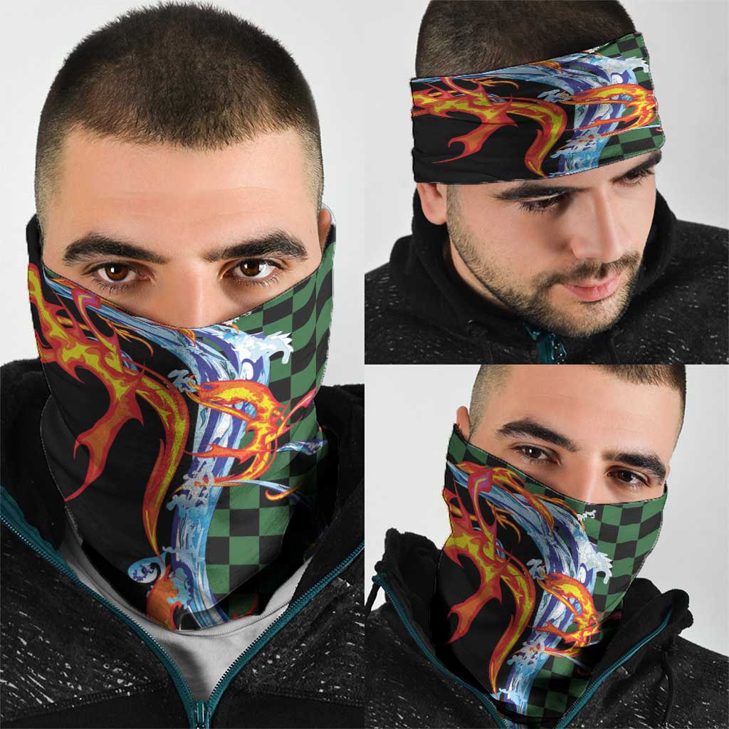 Japanese Asanoha Pattern Neck Gaiter Sun Flame Slayer Dragon Hinokami Kagura Spirit - Polynesian Pride