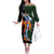 Japanese Asanoha Pattern Off The Shoulder Long Sleeve Dress Sun Flame Slayer Dragon Hinokami Kagura Spirit - Polynesian Pride