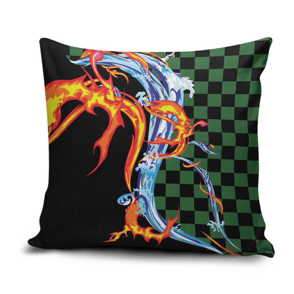 Japanese Asanoha Pattern Pillow Cover Sun Flame Slayer Dragon Hinokami Kagura Spirit - Polynesian Pride