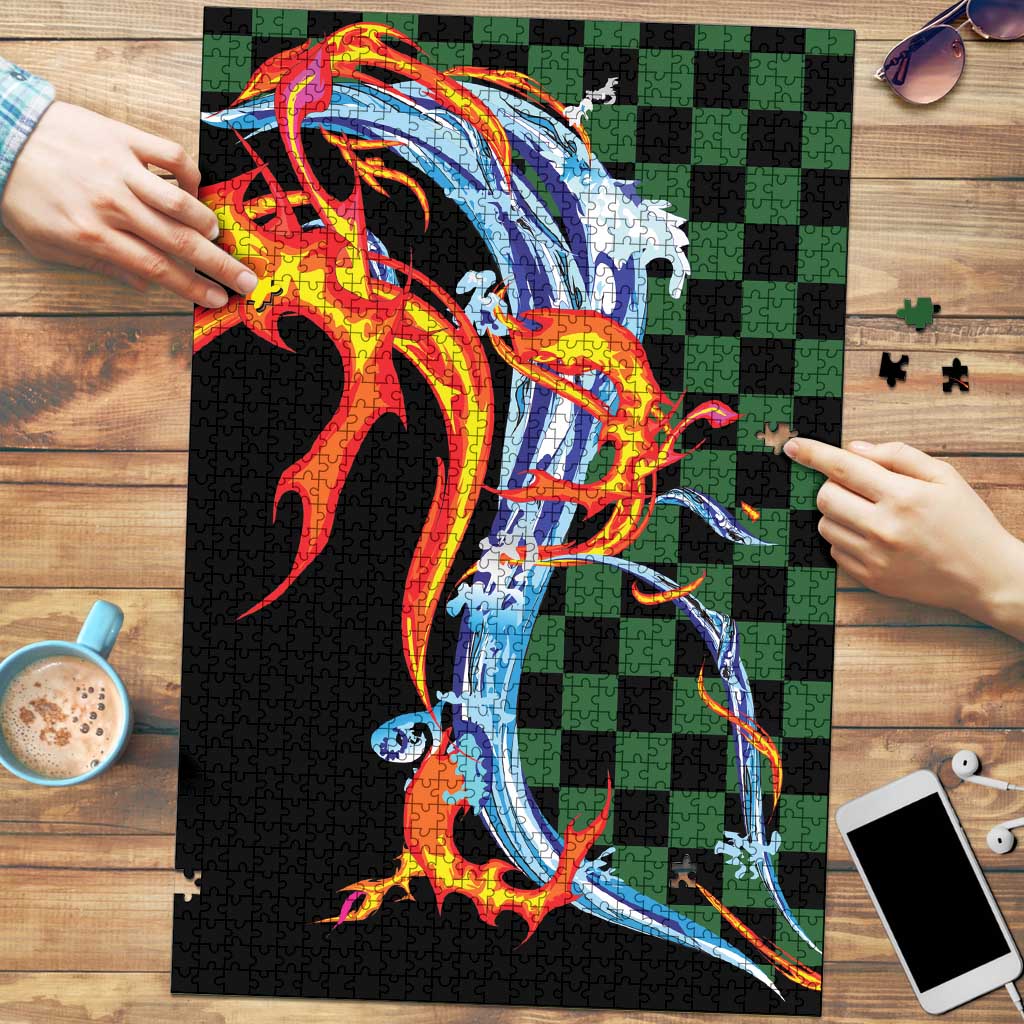 Japanese Asanoha Pattern Puzzle Sun Flame Slayer Dragon Hinokami Kagura Spirit - Polynesian Pride