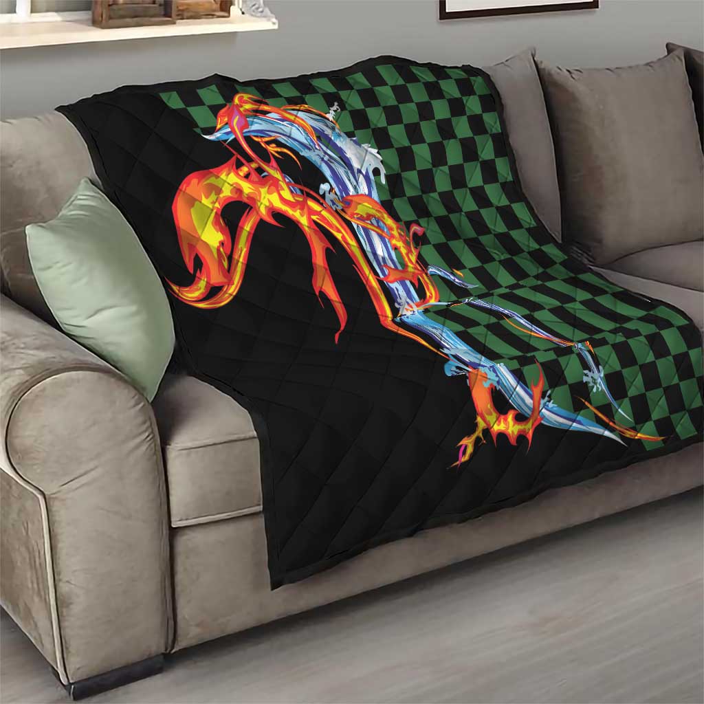 Japanese Asanoha Pattern Quilt Sun Flame Slayer Dragon Hinokami Kagura Spirit - Polynesian Pride