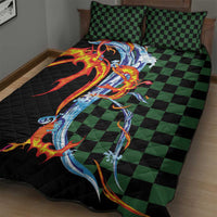 Japanese Asanoha Pattern Quilt Bed Set Sun Flame Slayer Dragon Hinokami Kagura Spirit - Polynesian Pride