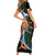 Japanese Asanoha Pattern Short Sleeve Bodycon Dress Sun Flame Slayer Dragon Hinokami Kagura Spirit - Polynesian Pride