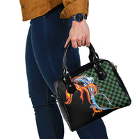Japanese Asanoha Pattern Shoulder Handbag Sun Flame Slayer Dragon Hinokami Kagura Spirit - Polynesian Pride