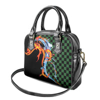 Japanese Asanoha Pattern Shoulder Handbag Sun Flame Slayer Dragon Hinokami Kagura Spirit - Polynesian Pride