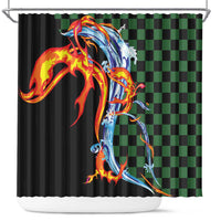 Japanese Asanoha Pattern Shower Curtain Sun Flame Slayer Dragon Hinokami Kagura Spirit - Polynesian Pride