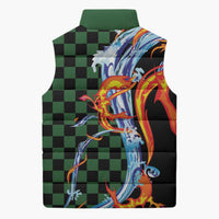 Japanese Asanoha Pattern Sleeveless Puffer Jacket Sun Flame Slayer Dragon Hinokami Kagura Spirit LT9 - Polynesian Pride