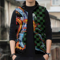 Japanese Asanoha Pattern Sleeveless Puffer Jacket Sun Flame Slayer Dragon Hinokami Kagura Spirit LT9 - Polynesian Pride