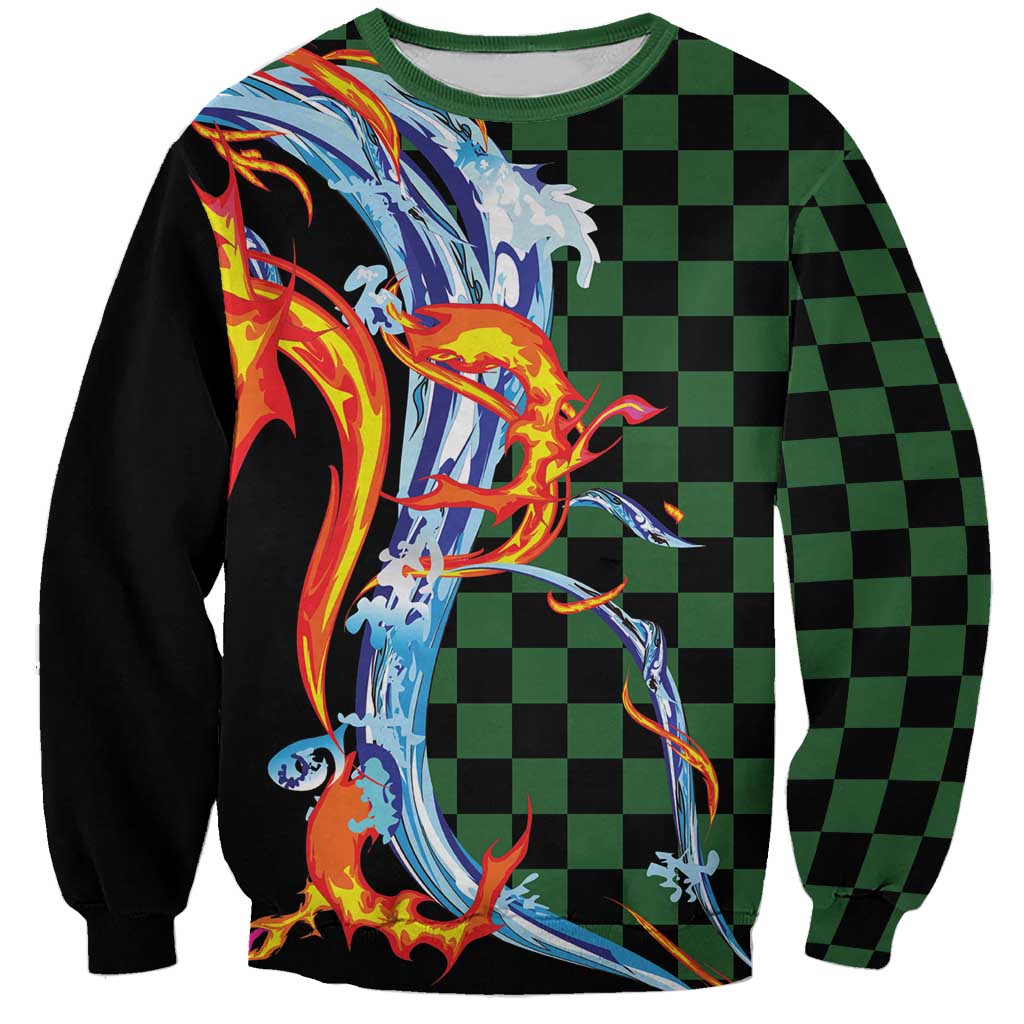 Japanese Asanoha Pattern Sweatshirt Sun Flame Slayer Dragon Hinokami Kagura Spirit - Polynesian Pride