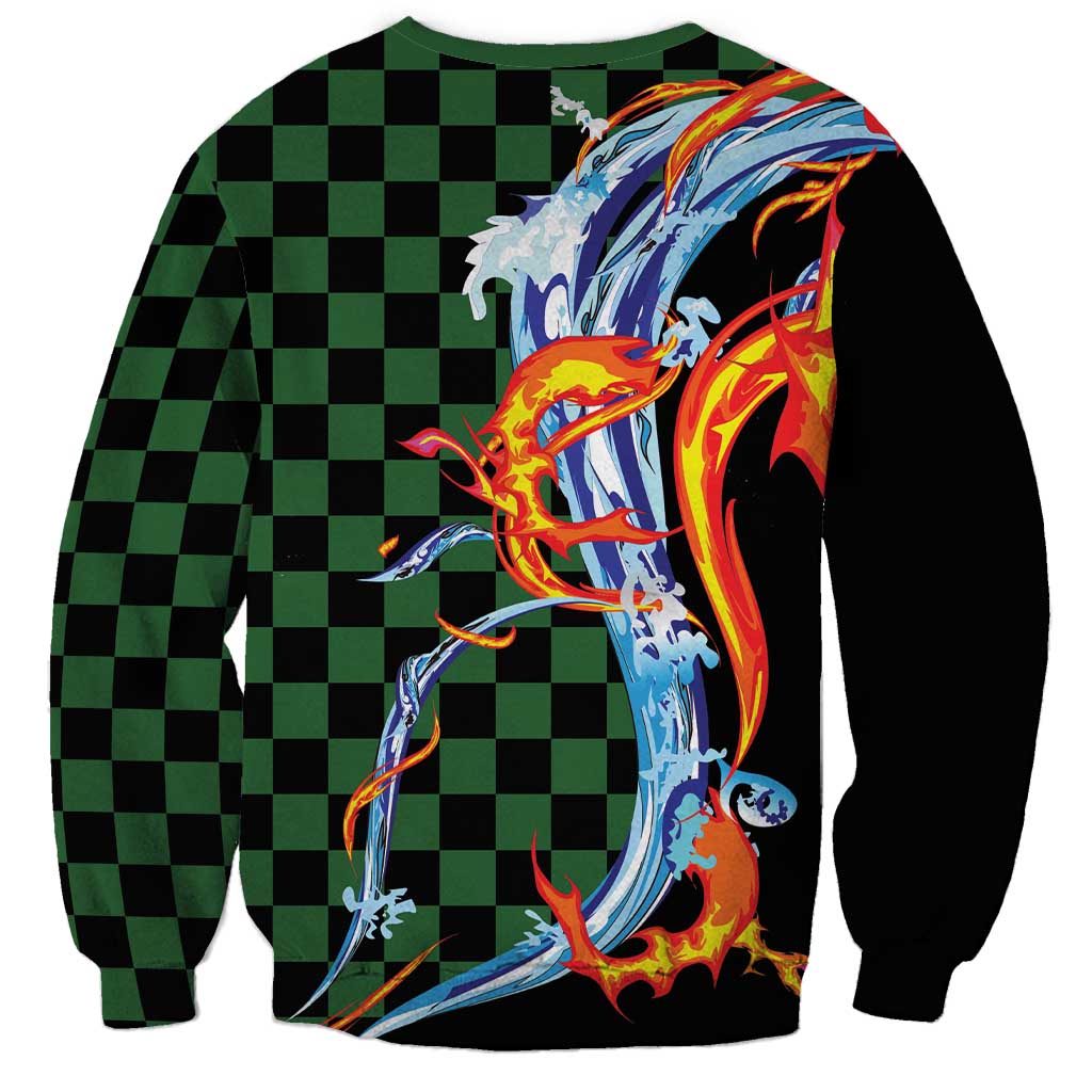 Japanese Asanoha Pattern Sweatshirt Sun Flame Slayer Dragon Hinokami Kagura Spirit - Polynesian Pride