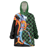 Japanese Asanoha Pattern Wearable Blanket Hoodie Sun Flame Slayer Dragon Hinokami Kagura Spirit - Polynesian Pride