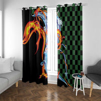 Japanese Asanoha Pattern Window Curtain Sun Flame Slayer Dragon Hinokami Kagura Spirit - Polynesian Pride