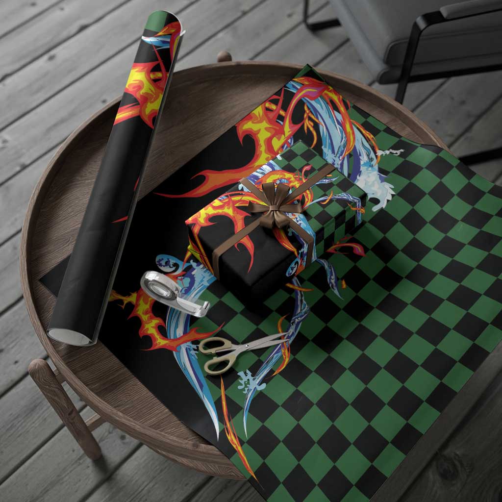 Japanese Asanoha Pattern Wrapping Paper Sun Flame Slayer Dragon Hinokami Kagura Spirit - Polynesian Pride