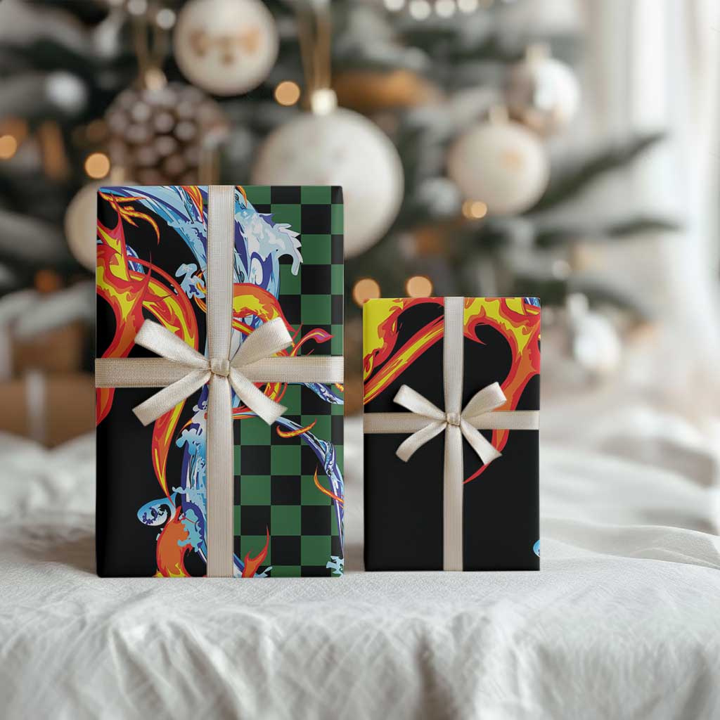 Japanese Asanoha Pattern Wrapping Paper Sun Flame Slayer Dragon Hinokami Kagura Spirit - Polynesian Pride