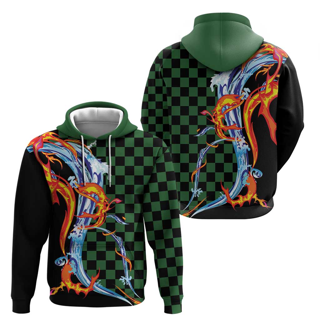 Japanese Asanoha Pattern Zip Hoodie Sun Flame Slayer Dragon Hinokami Kagura Spirit - Polynesian Pride