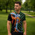 Japanese Asanoha Pattern Zipper Polo Shirt Sun Flame Slayer Dragon Hinokami Kagura Spirit - Polynesian Pride