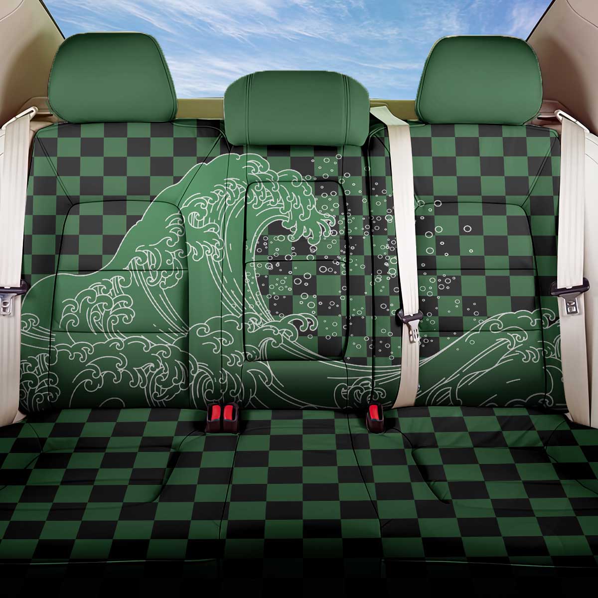 Japanese Asanoha Pattern Back Car Seat Cover Water Breathing Slayer Dragon - Polynesian Pride