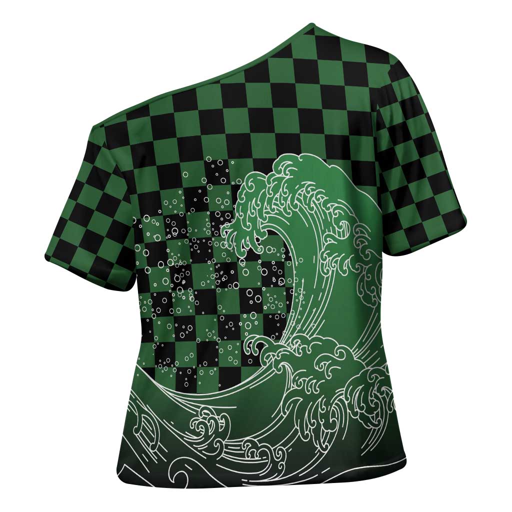 Japanese Asanoha Pattern Cross Shoulder Shirt Water Breathing Slayer Dragon - Polynesian Pride
