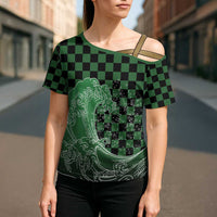 Japanese Asanoha Pattern Cross Shoulder Shirt Water Breathing Slayer Dragon - Polynesian Pride