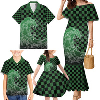 Japanese Asanoha Pattern Family Matching Mermaid Dress and Hawaiian Shirt Water Breathing Slayer Dragon - Polynesian Pride