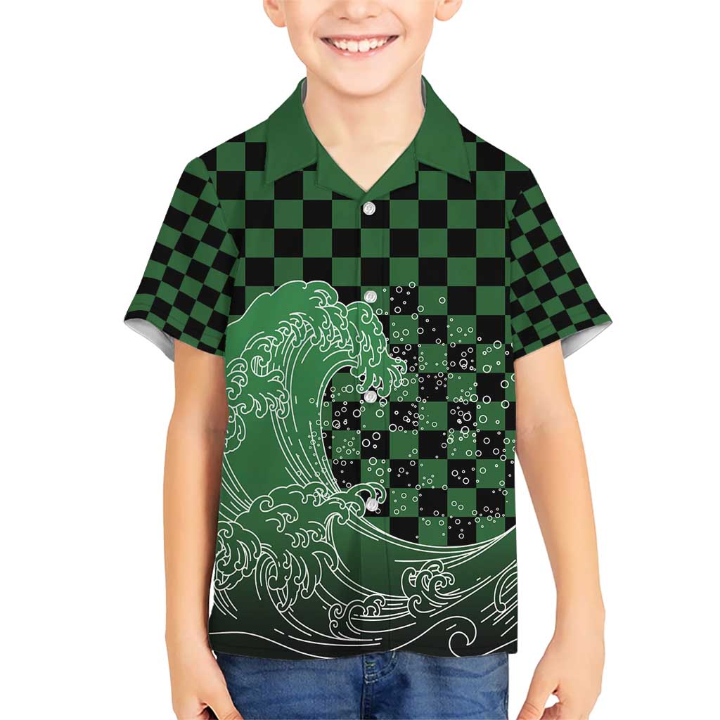 Japanese Asanoha Pattern Kid Hawaiian Shirt Water Breathing Slayer Dragon - Polynesian Pride